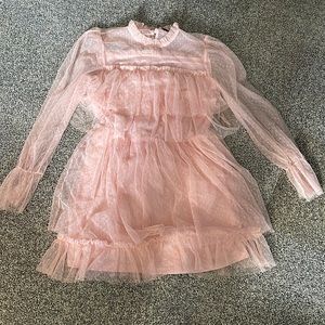 Long sleeve ruffle mesh dress